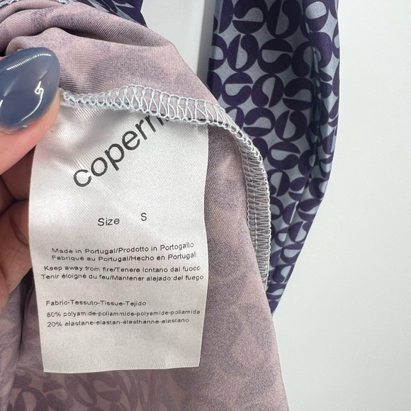 Coperni Geometric Printed Long Sleeve Logo Plaque Top In Blue & Purple - Picture 6 of 7